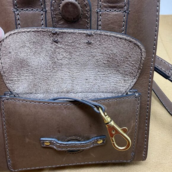 Frye Casey Mini North South NS Tote Purse Crossbody Dark Brown Boho Leather - Picture 6 of 11